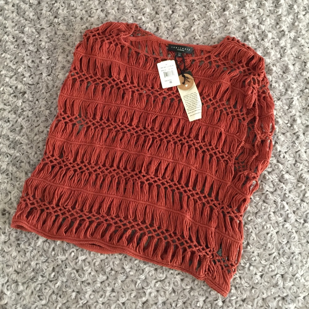 SANCTUARY RUST COLOR CROCHET SWEATER